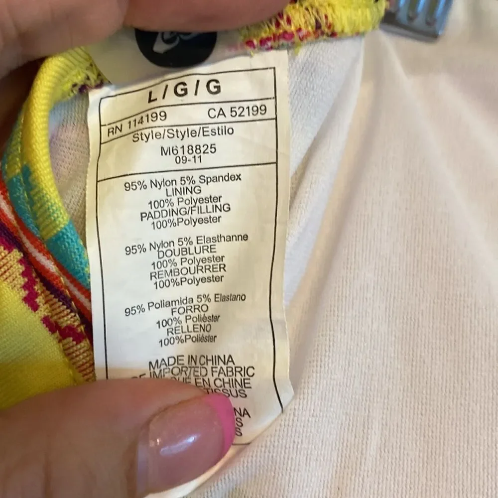 Roxy- yellow ruffle bandeau bikini top- Size large
